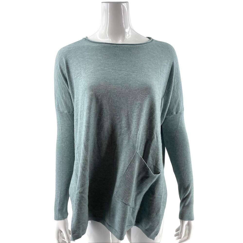 Altrd State Womens Sweater Size L / XL Dusty Teal Blue Side Slits Pocket